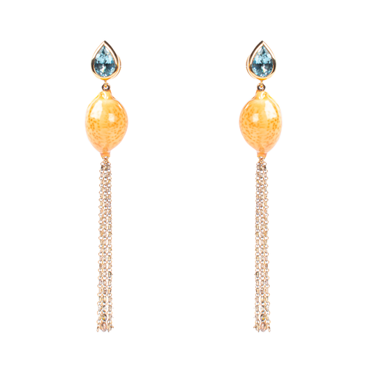 Aquamarin-Muschel-Ohrstecker