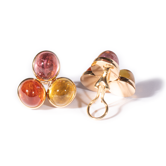 3-Stein Cabochon Ohrclip