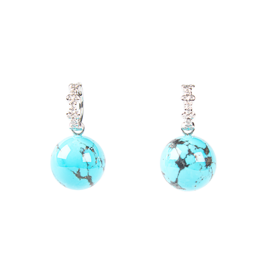 Brillant-Creolen mit Türkiskugeln