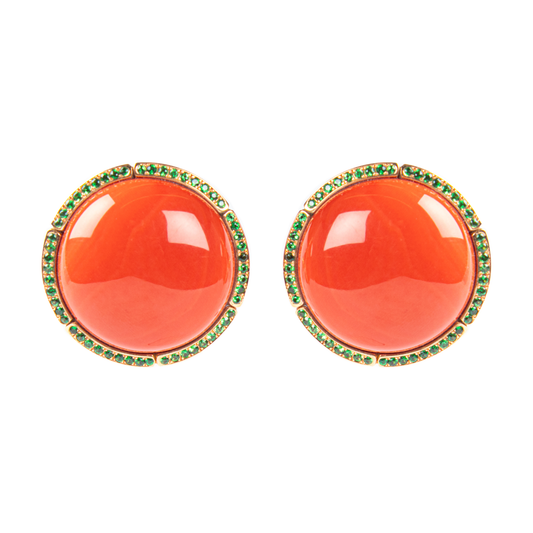 Korallencabochon-Ohrclip