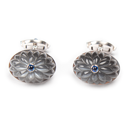 Gravierte Mondstein-Manschettenknöpfe