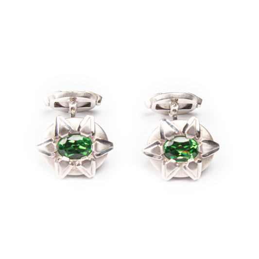 Tsavorit-Manschettenknöpfe