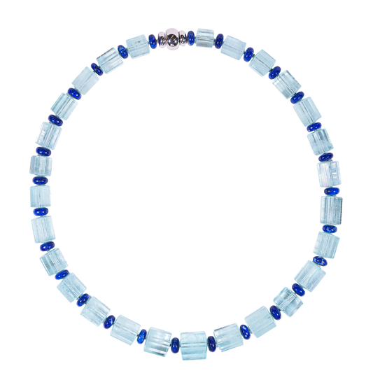 Aquamarine and lapis lazuli necklace