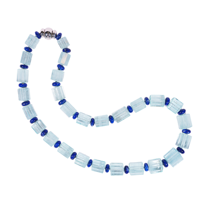 Aquamarine and lapis lazuli necklace